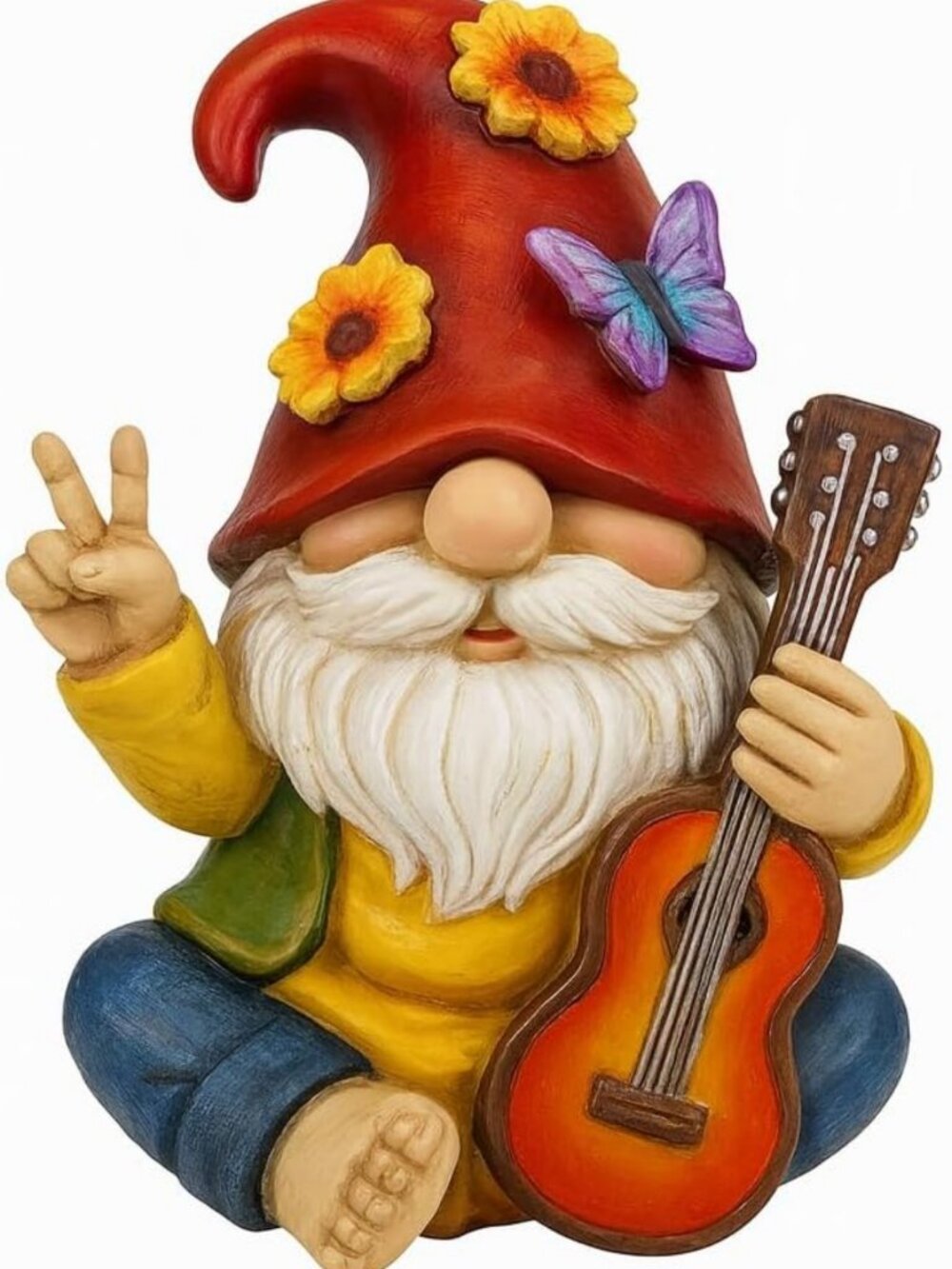 Funny Guitar Playing Garden Gnome Statue - Unique Outdoor Decor for Music Lovers